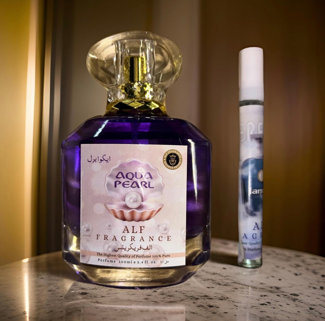 Alf Fragrance Aqua Pearl 100ml Perfume + Free 10ml Pocket Perfume | 72 Hours Long Lasting | Unisex | Stain Free | Alcohol Free