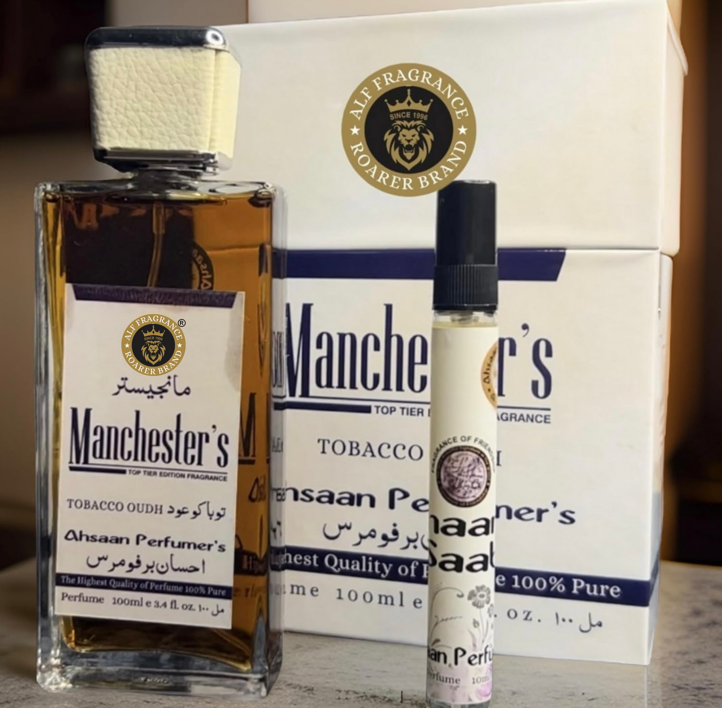 Alf Fragrance Manchester Oud 100ml Perfume + Free 10ml Pocket Perfume | 72 Hours Long Lasting | Unisex | Stain Free | Alcohol Free