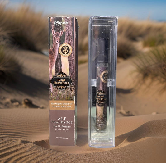 Alf Fragrance Royal Naafa Rose Musk 10ml Pocket Perfume | 72 Hours Long Lasting | Unisex | Stain Free | Alcohol Free