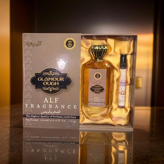 Alf Fragrance Glamour Oud Perfume + Free 10ml Pocket Perfume | 72 Hours Long Lasting | Unisex | Alcohol Free | Stain Free