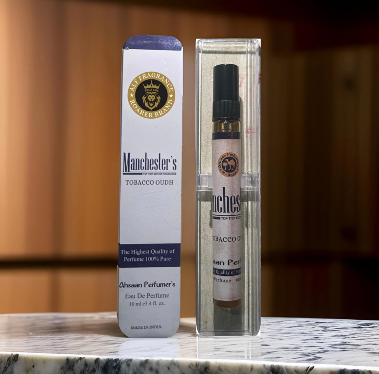 Alf Fragrance Manchester Oud 10ml Pocket Perfume | 72 Hours Long Lasting | Unisex | Stain Free | Alcohol Free