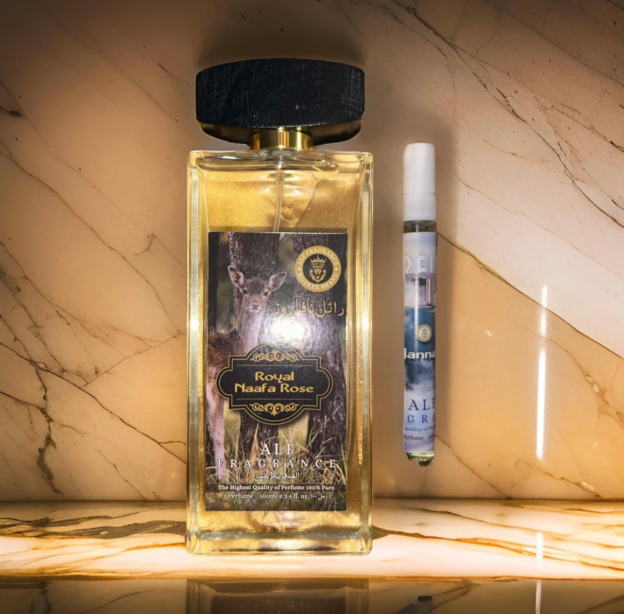 Alf Fragrance Royal Naafa Rose Musk 100ml Perfume + Free 10ml Pocket Perfume | 72 Hours Long Lasting | Unisex | Stain Free | Alcohol Free